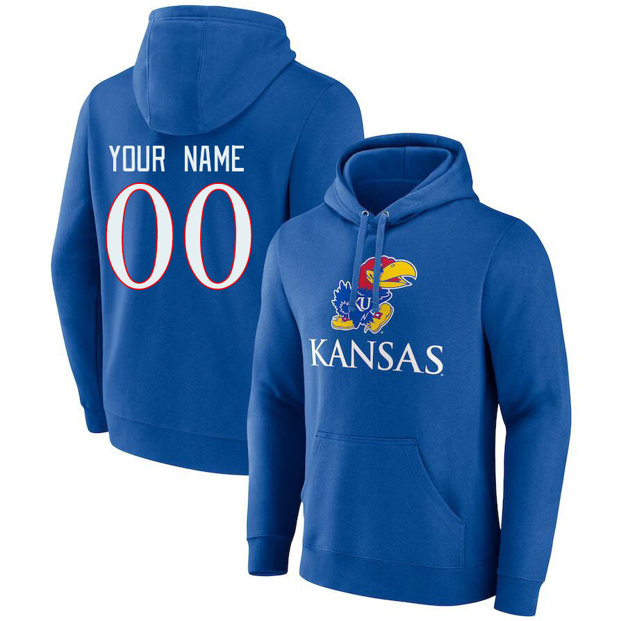 Custom Kansas Jayhawks Name And Number College Hoodie-Royal - Click Image to Close
